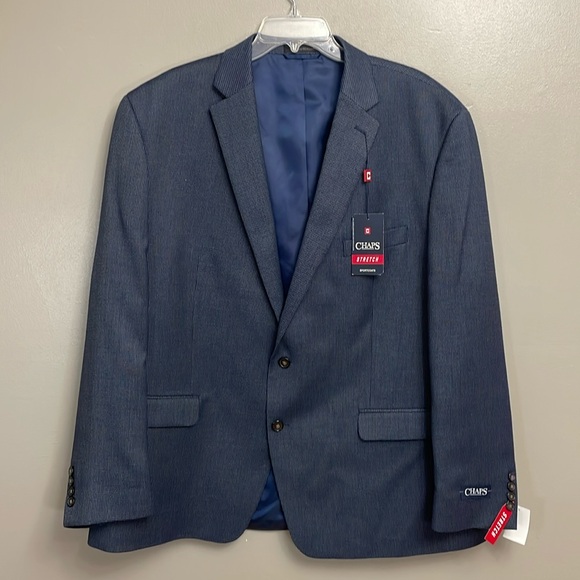Chaps Other - NWT CHAPS Men’s 50 Regular blazer sports coat navy Caney stretch patterned